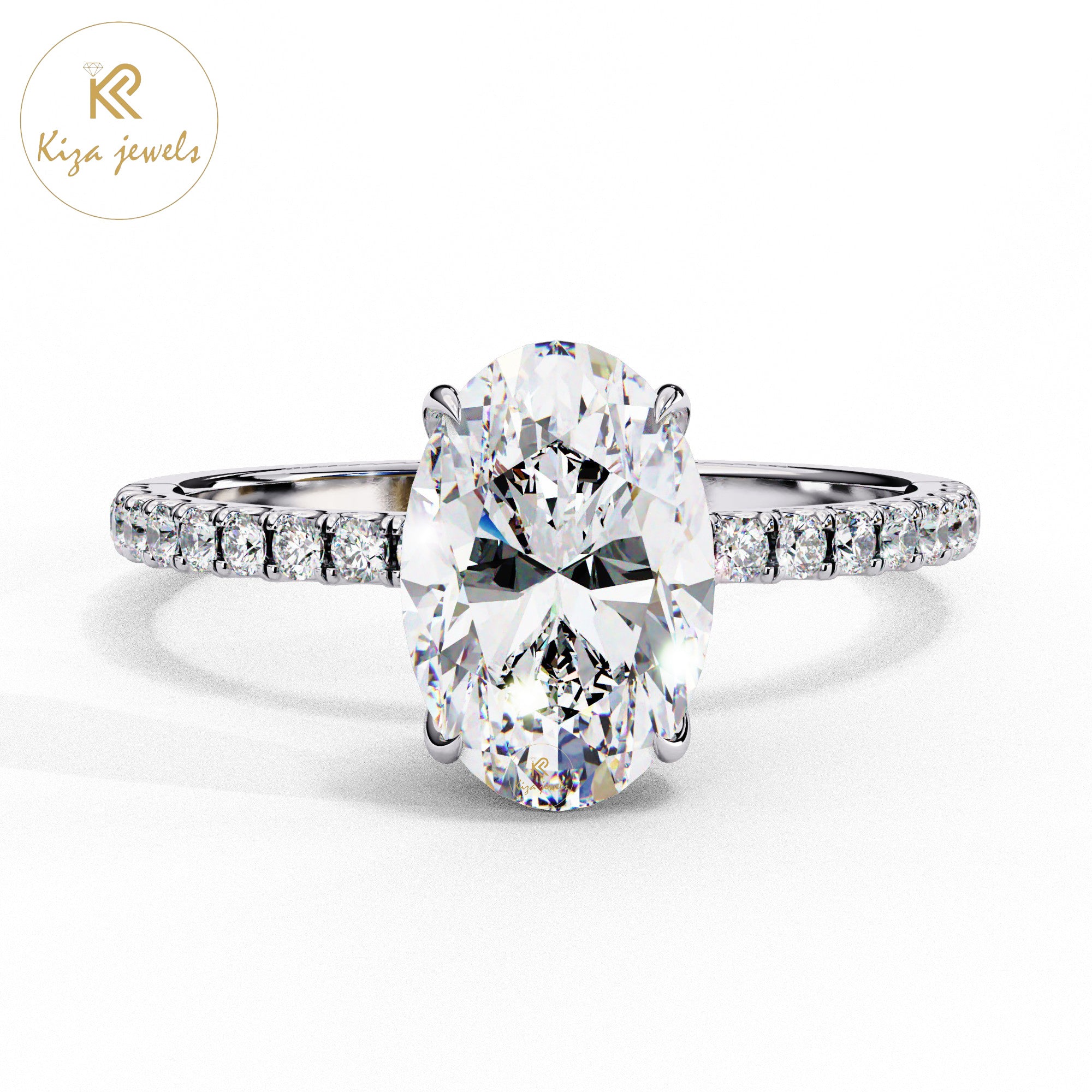 1.43 TDW Round & Oval Cut Women's Diamond Halo Ring