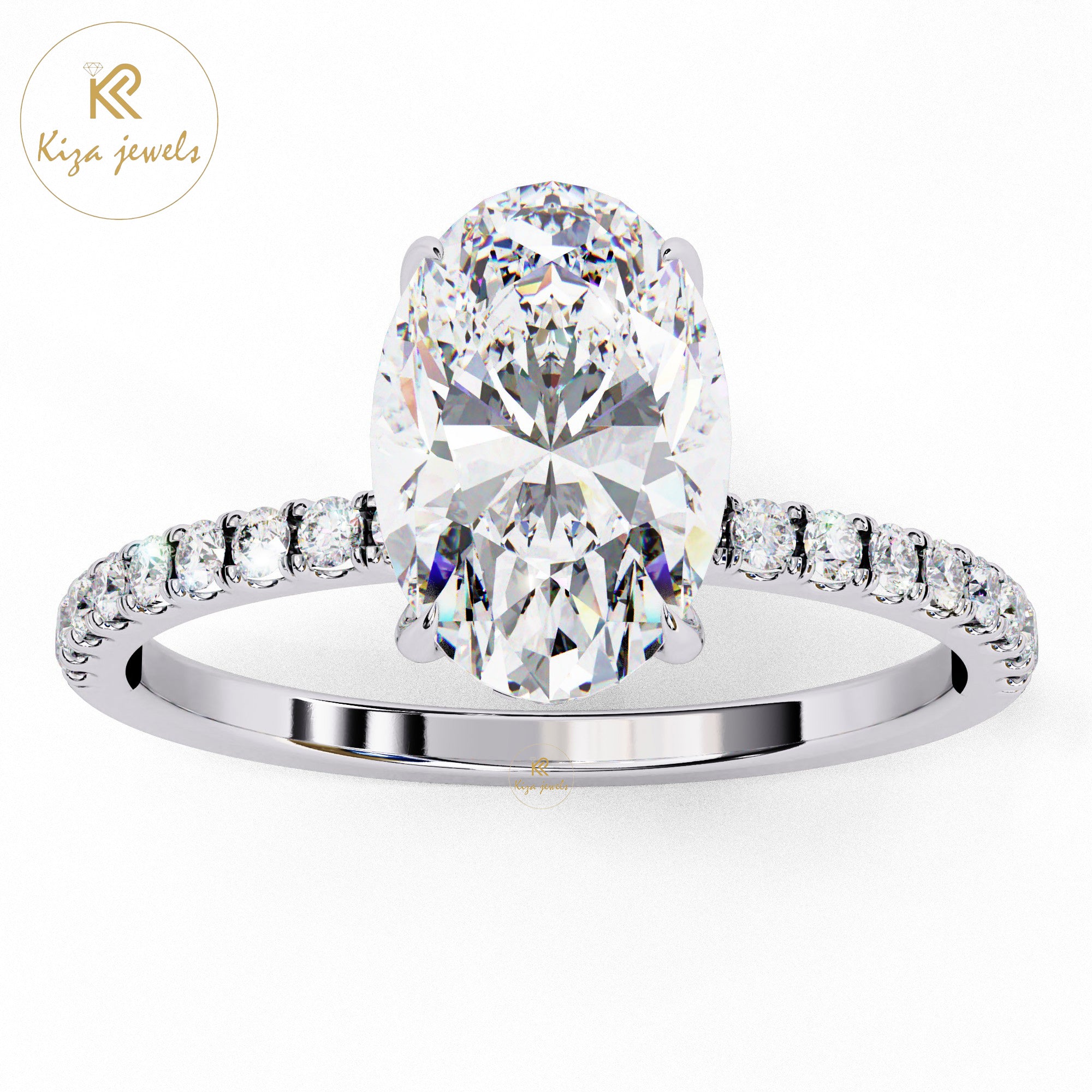 1.43 TDW Round & Oval Cut Women's Diamond Halo Ring