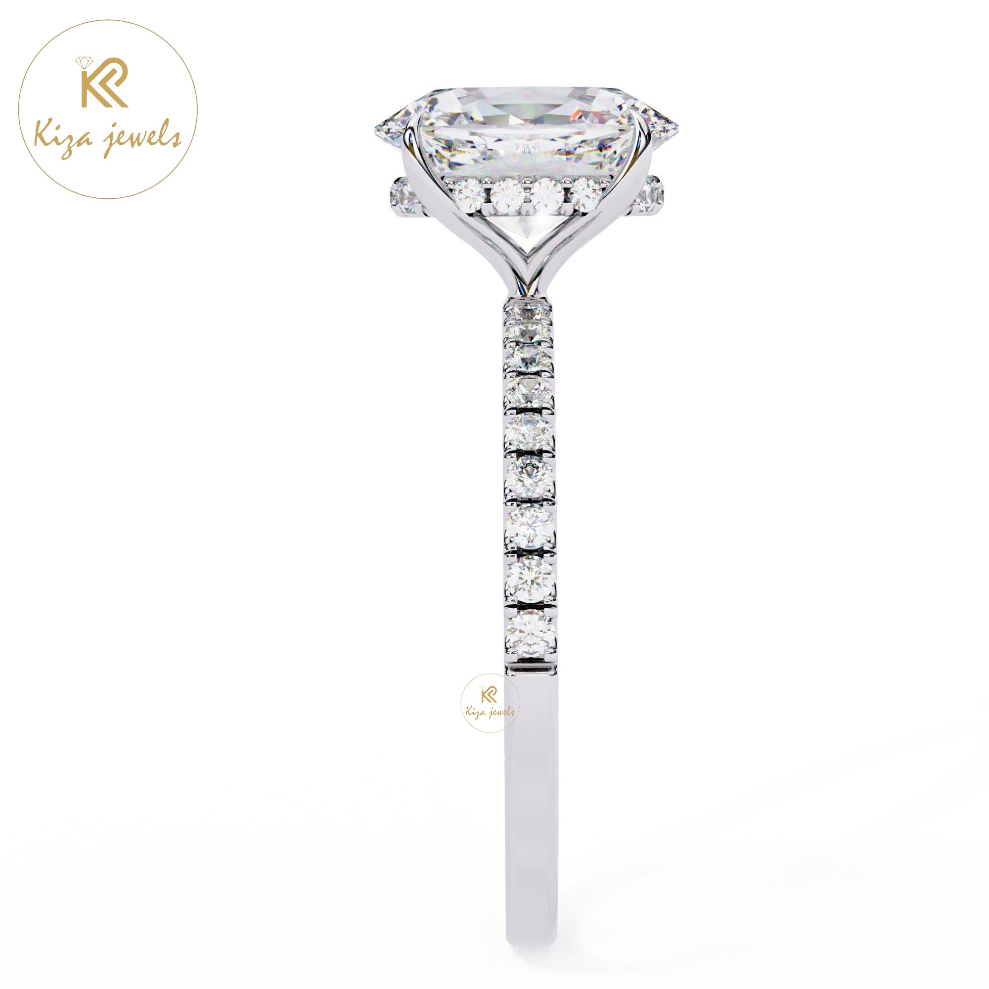 1.43 TDW Round & Oval Cut Women's Diamond Halo Ring