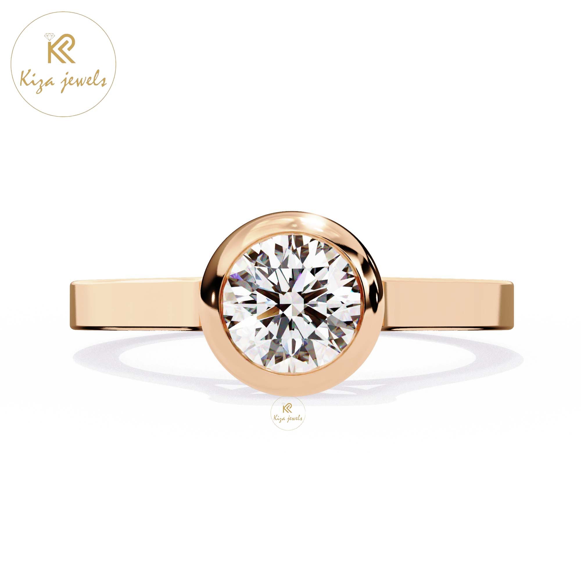 0.64 TDW Round Cut Women's Diamond Solitaire Ring