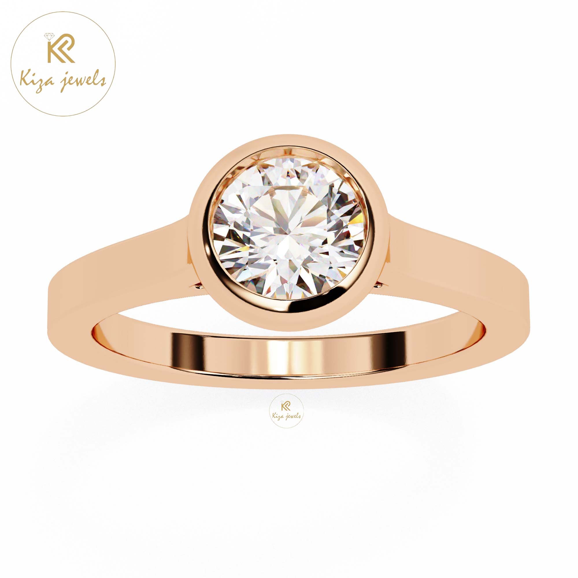 0.64 TDW Round Cut Women's Diamond Solitaire Ring