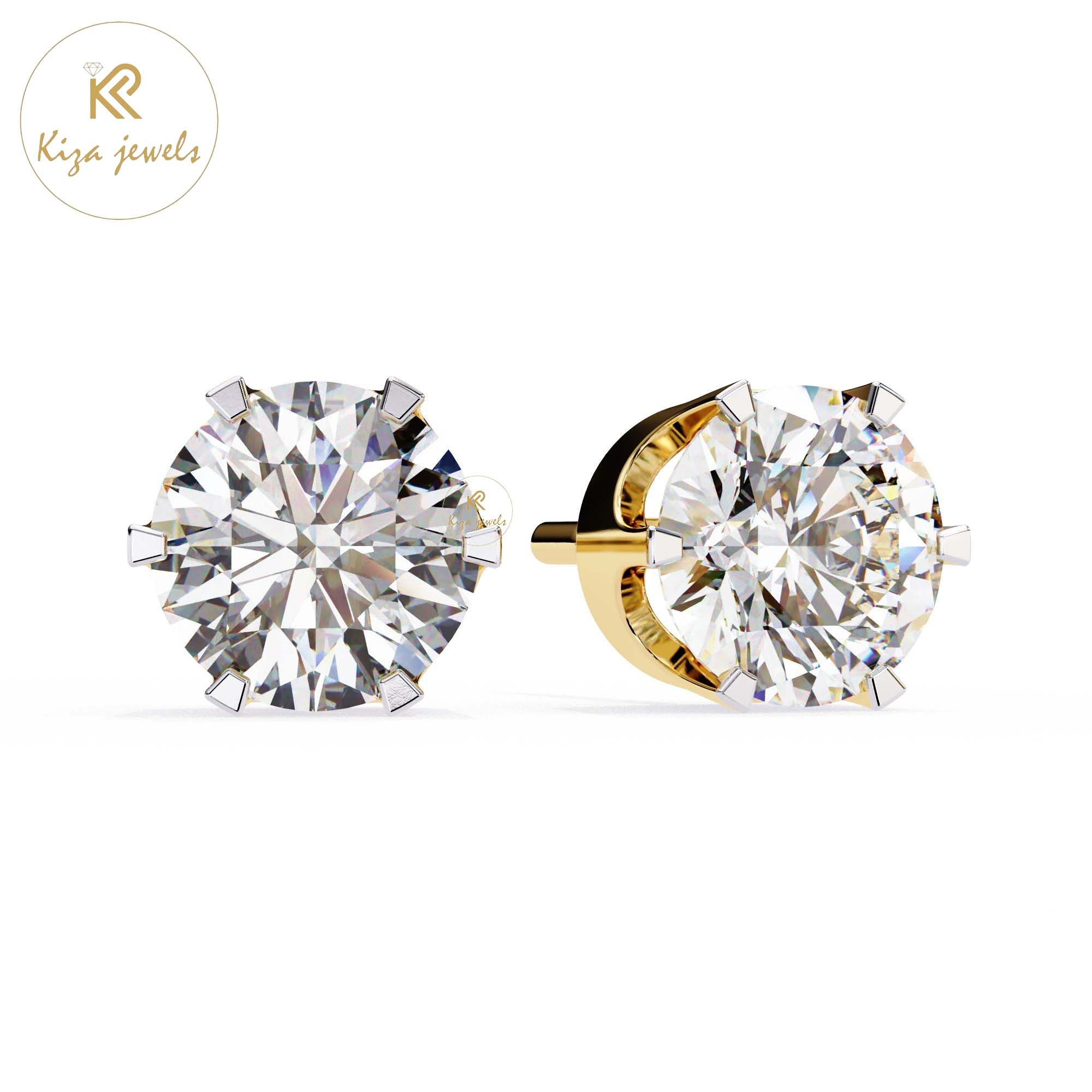 2.57 TDW Round Cut Diamond Women's Stud Earring