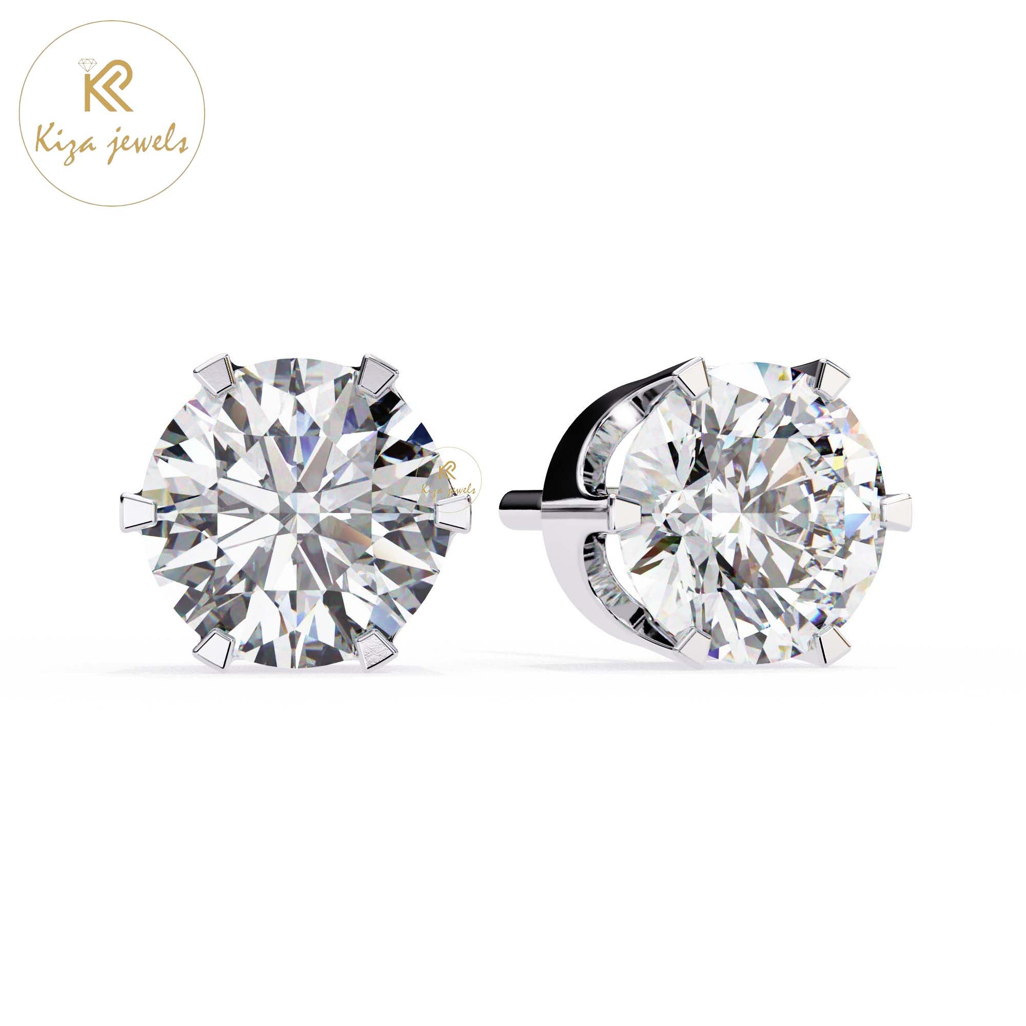 2.57 TDW Round Cut Diamond Women's Stud Earring