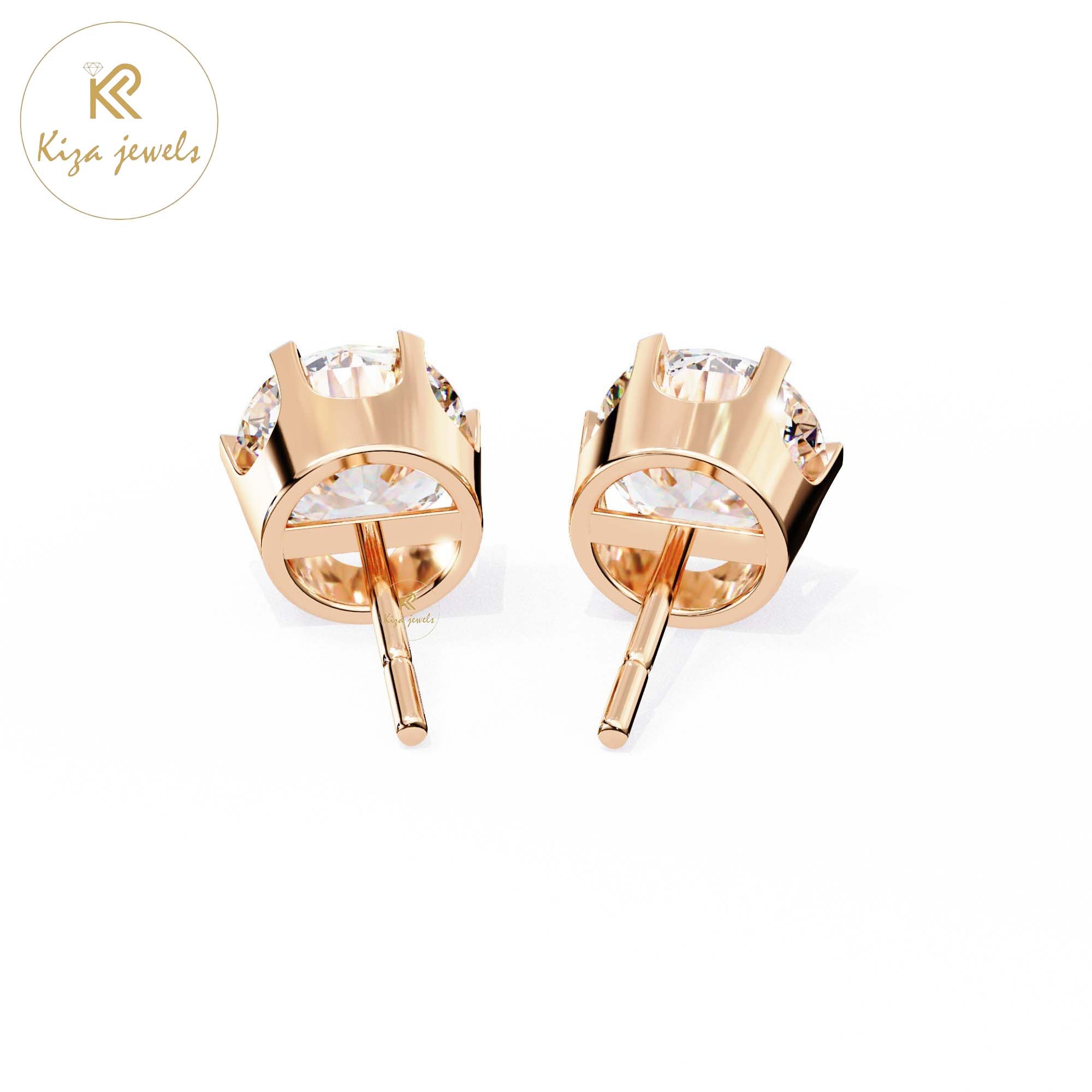 2.57 TDW Round Cut Diamond Women's Stud Earring