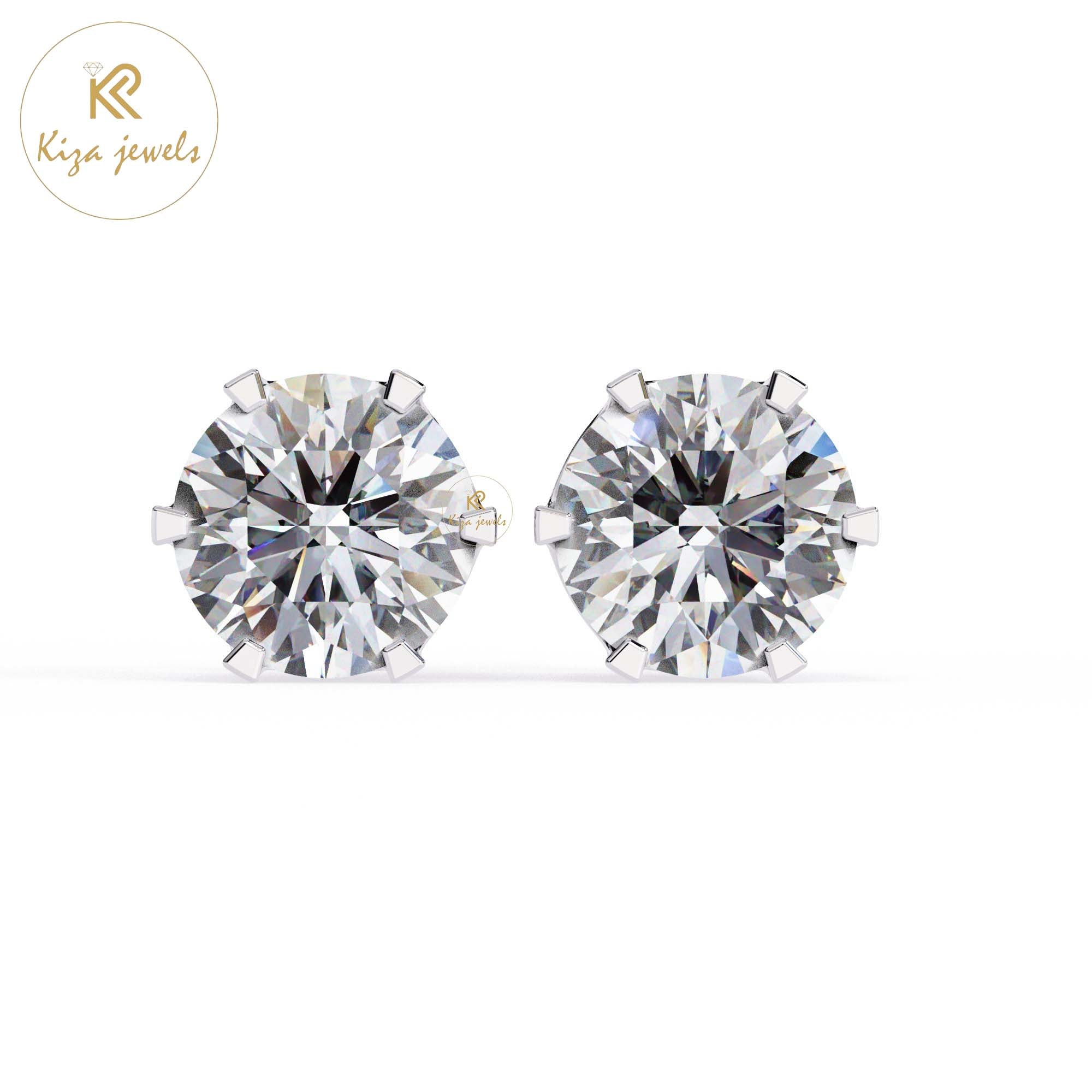 2.57 TDW Round Cut Diamond Women's Stud Earring