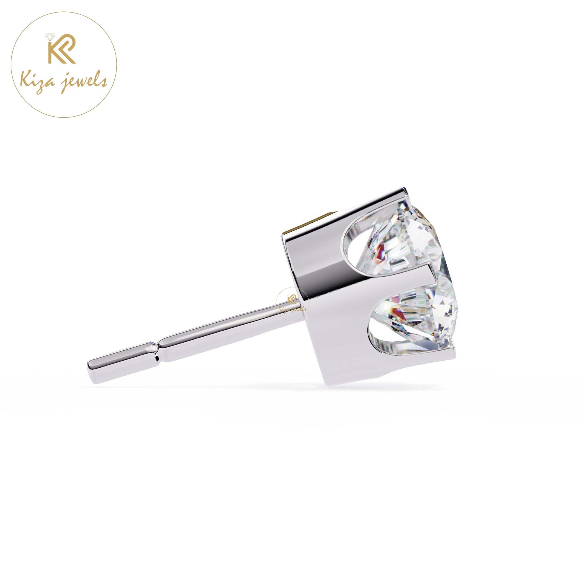 2.57 TDW Round Cut Diamond Women's Stud Earring