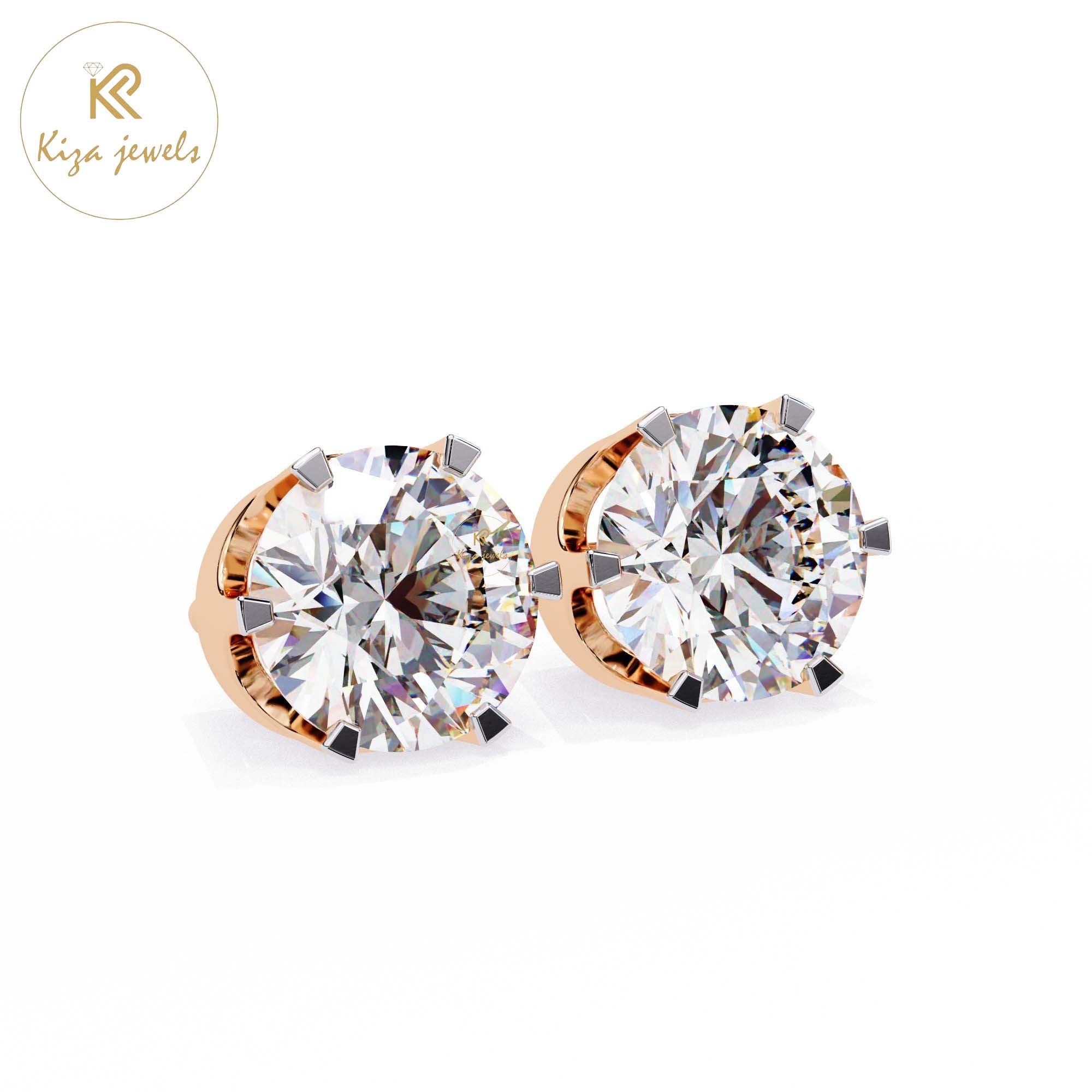 2.57 TDW Round Cut Diamond Women's Stud Earring